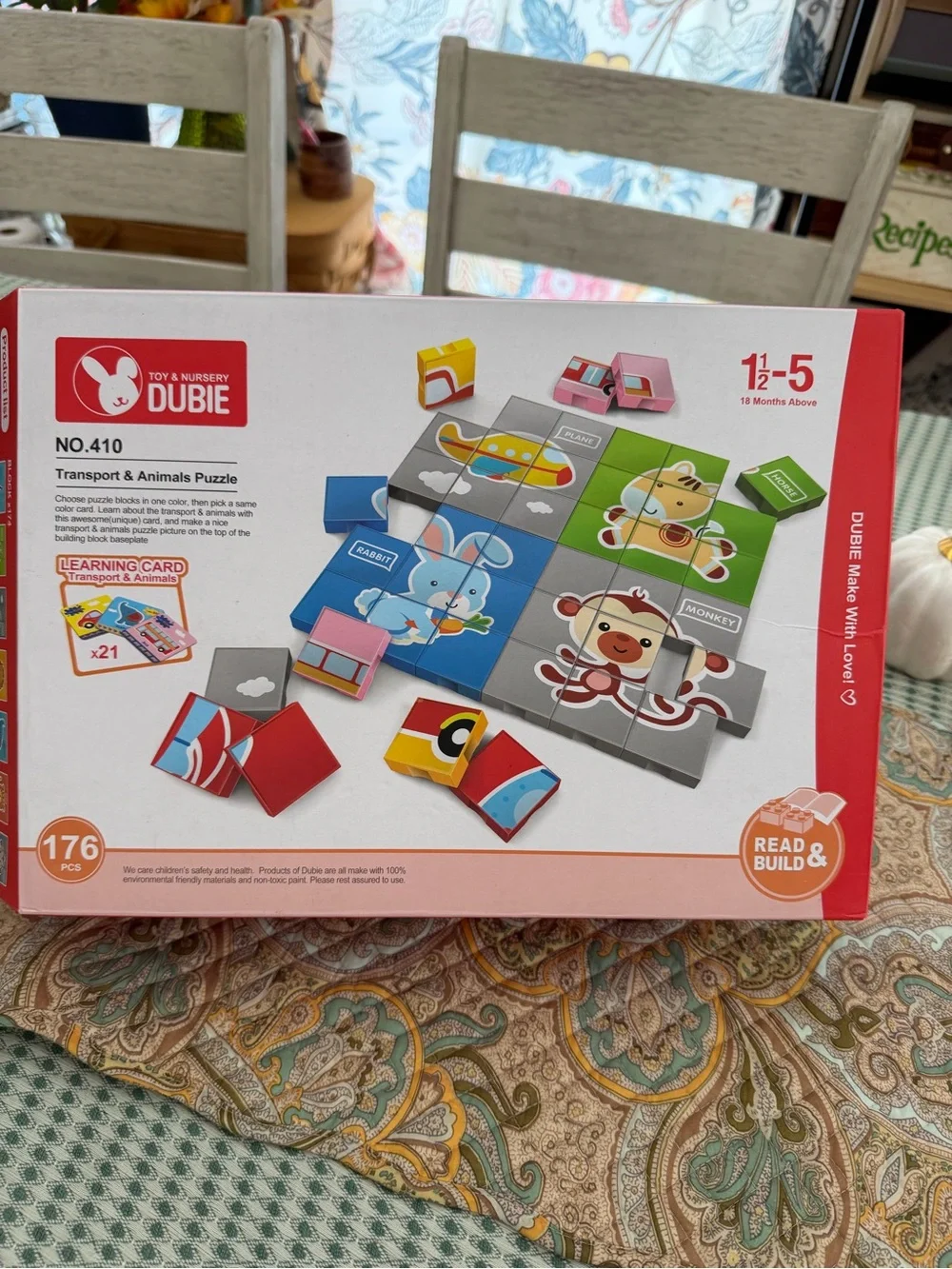New Dubie Educational Puzzle Blocks Learning Cards Animals Transportation 176 Pc
